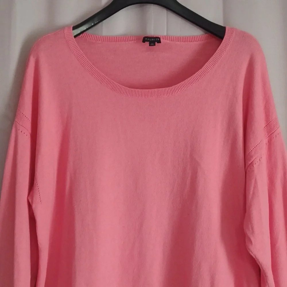Talbots Tassel Fringe Cashmere Blend Lightweight Sweater Relaxed Fit Pink Coral